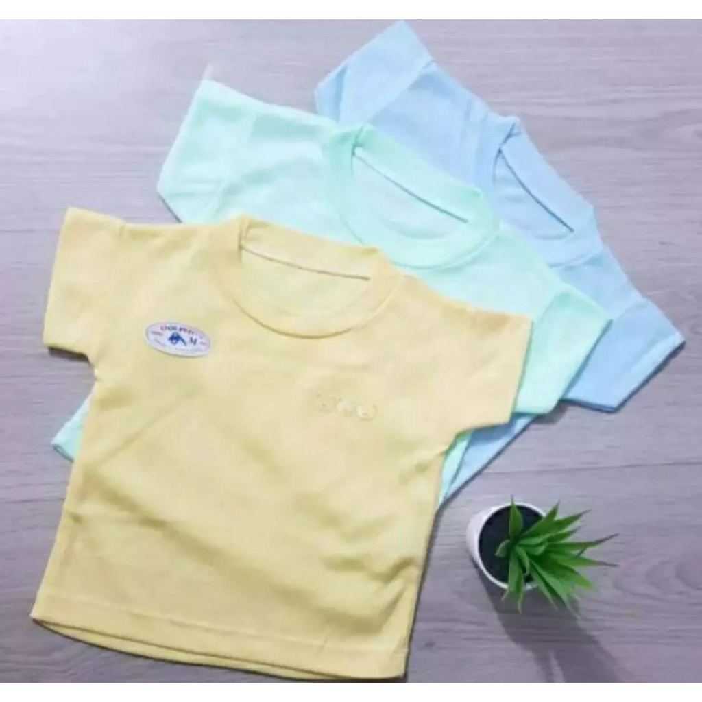 Perlengkapan Bayi Baru Lahir / Kaos Oblong Polos Anak dan Bayi Dolphin 3PCS, 6PCS  Bahan Adem 0-3 Ta