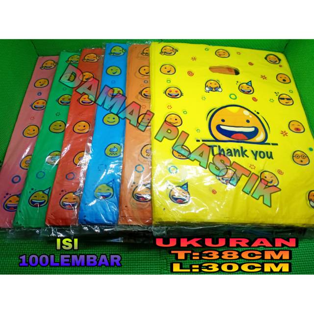 Kantong Plastik Pond Oval Motif Smile 30x38 plong Shoping Bag Plastik Pack Online 30 x 38