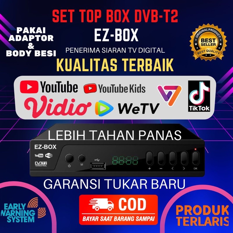 STB TV DIGITAL EZ-BOX SET TOP BOX DVB-T2 PENERIMA SIARAN TELEVISI DIGITAL YOUTUBE WIFI berkualitas t