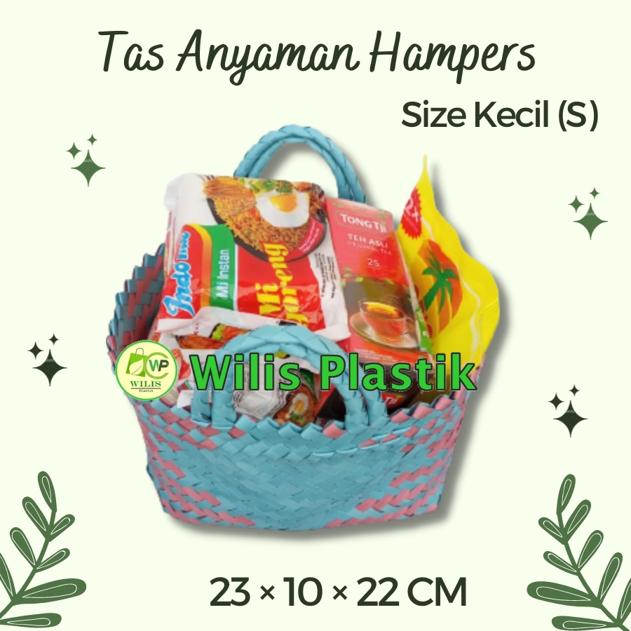 Tas Anyaman Plastik Murah Keranjang Belanja Tas Bingkisan Hampers Kecil (S) untuk Souvenir Parcel Snack Muat Thinwall Toples Kaleng Roti