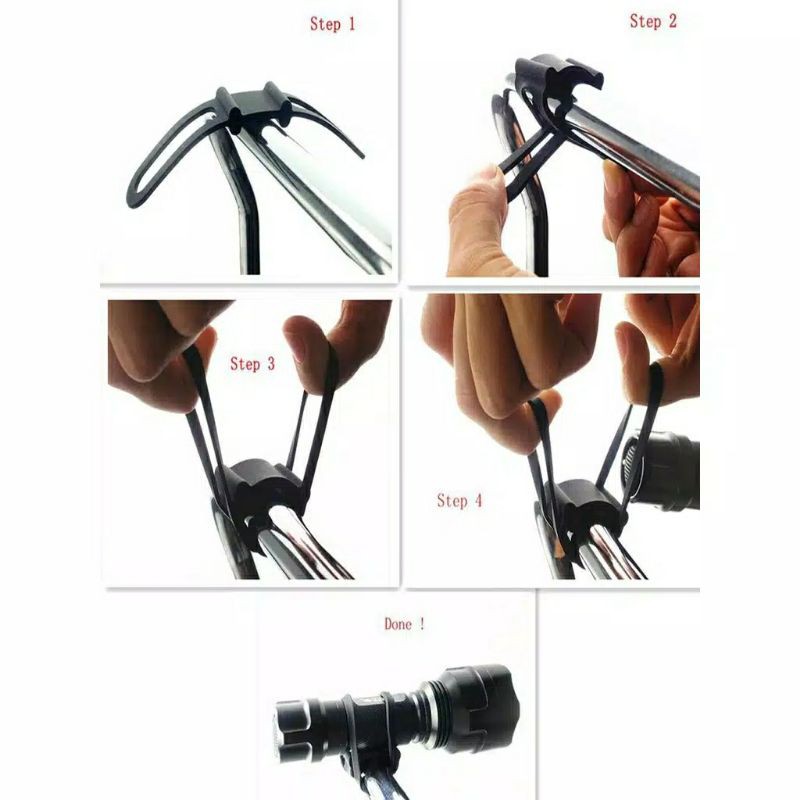 Holder Senter Silikon Karet Sepeda Strap Tali Bracket Pengikat Lampu