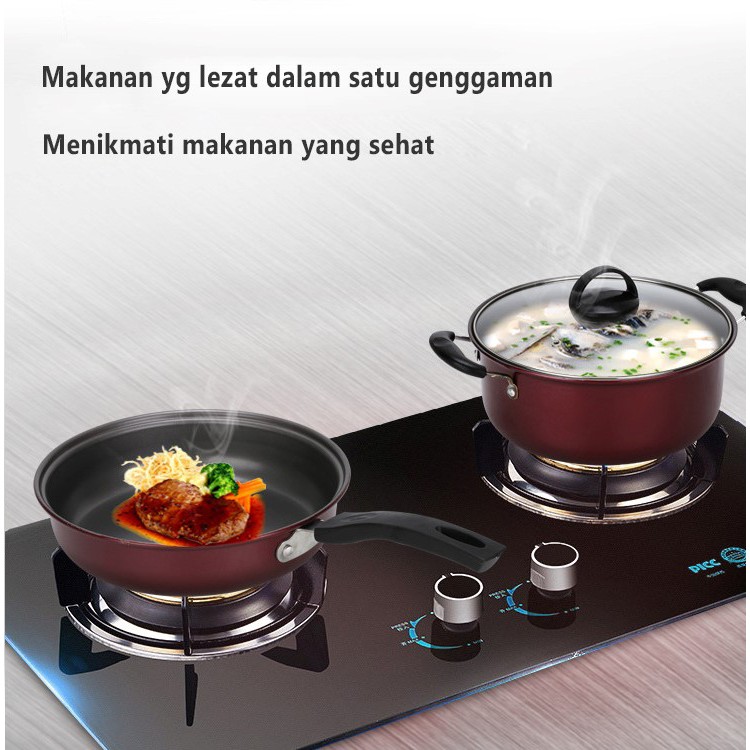 Panci set Teflon lengkap 1 Set 3 Pcs panci set warna elegant