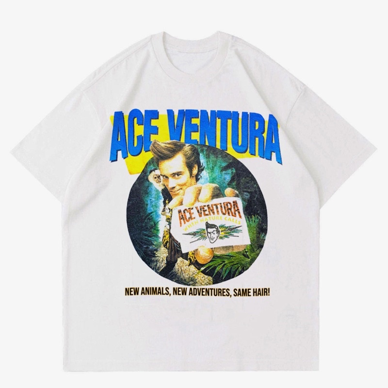 KAOS VINTAGE ACE VENTURA WHITE | T-SHIRT ACE VENTURA | KAOS ACE VENTURA