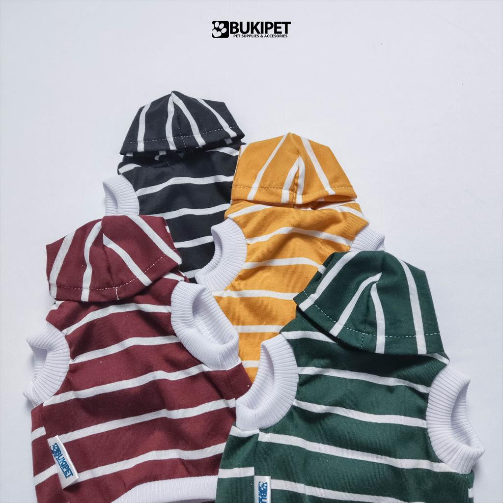 baju kucing anjing kelinci monyet lucu cowok cewek aksesoris hewan kecil - TANK HOODIE STRIPE DARK