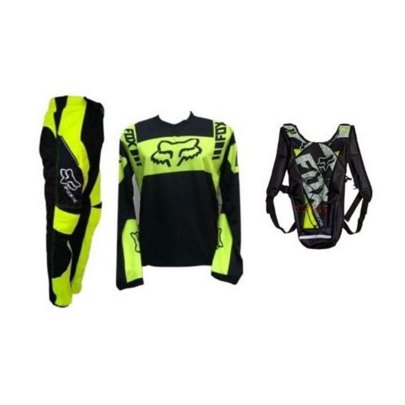 Baju set Cross FOXX Hijau Hitam dan Tas punggung Trail