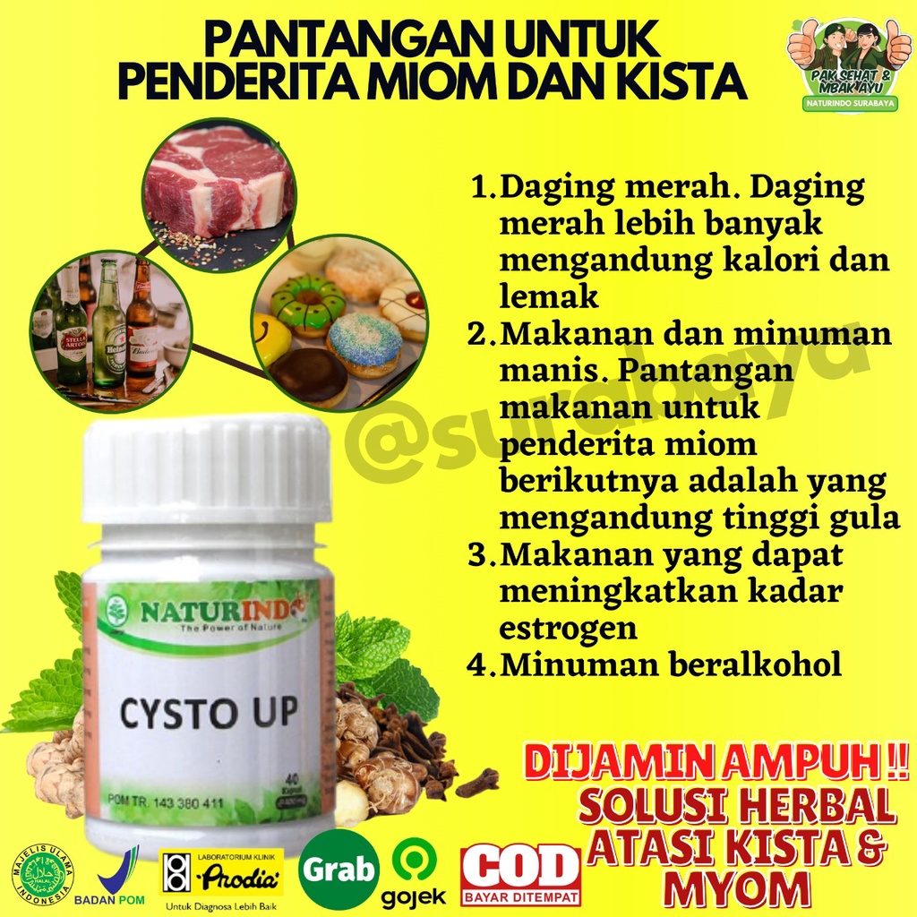 Obat Kista dan Miom Ovarium Obat Herbal Kista Bartholin Obat Penyakit Rahim Obat Cista Cysta Obat Miom Myom Coklat Obat Kista Endometriosis Ampuh Jamu Herbal Kista Miom Tumor Mioma Ampuh BPOM HALAL MUI CYSTO UP Naturindo Surabaya 40 Kapsul-5