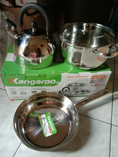 Kangaroo Kg-996 3pcs Panci Set Stainless Steel