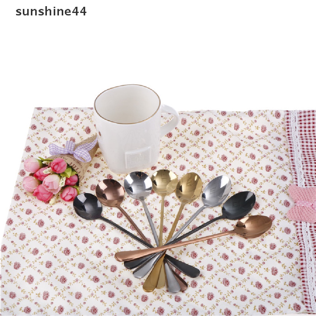 Sunshine 1pc Sendok Teh / Kopi Gagang Panjang Bahan stainless steel