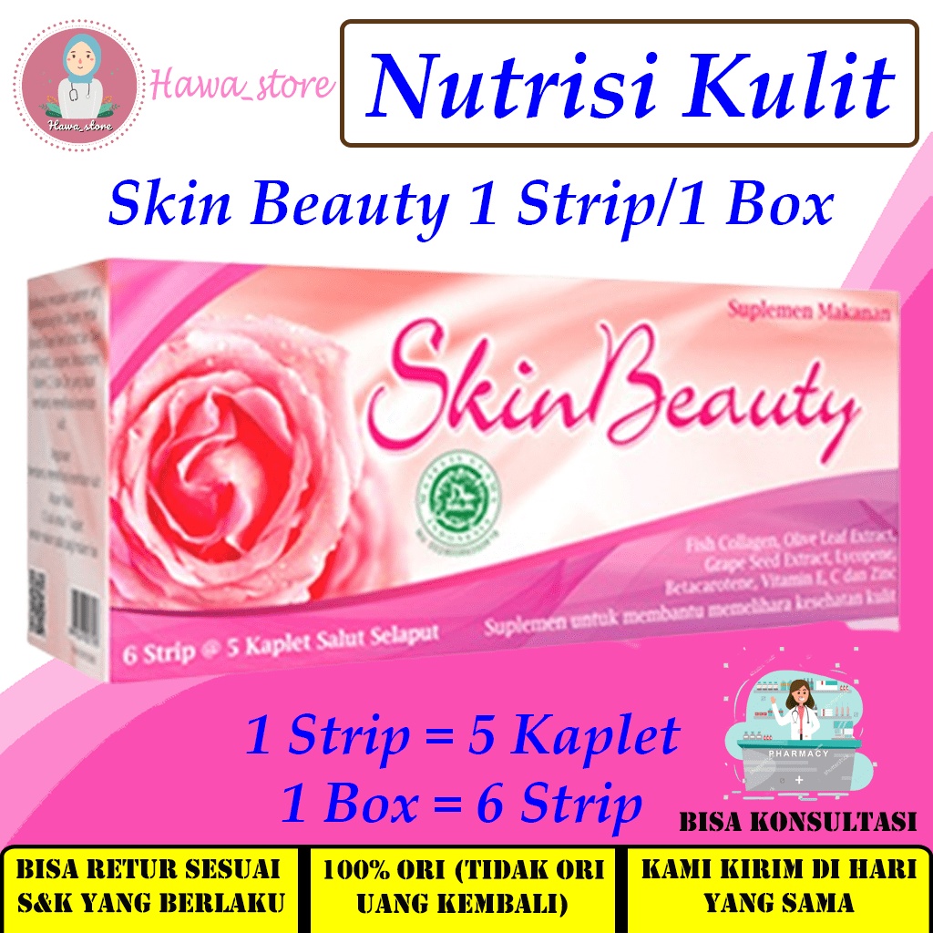 Skin Beauty 1 Strip @5 Kaplet & 1 Box (30 Kaplet) / Nutrisi / Vitamin / Suplemen / Melembabkan / Men
