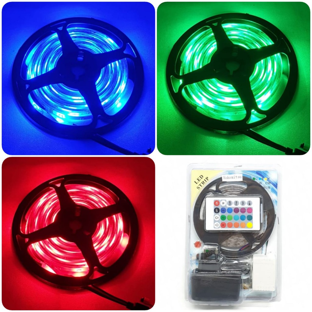 Hkms Lampu Hias Led Strip 2835 5 Mtr RGB Red Green Blue + Remote