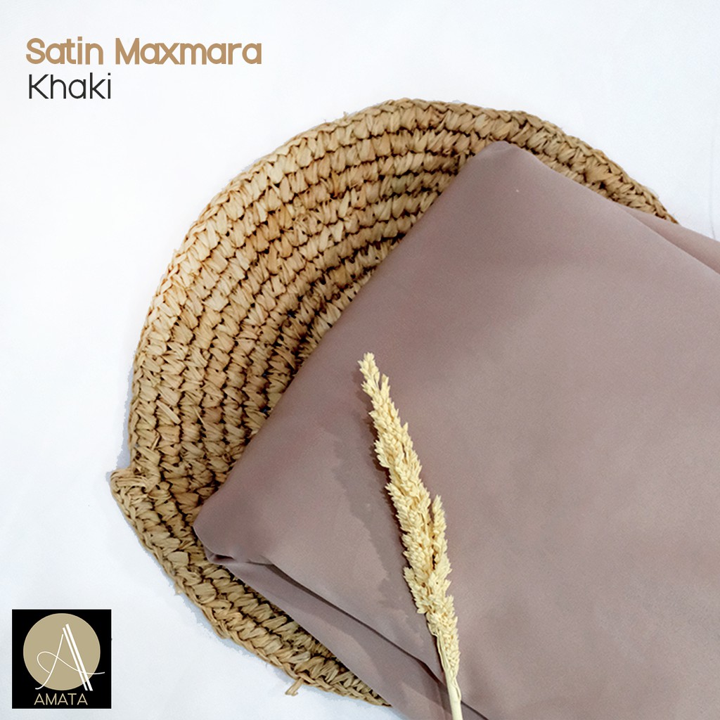 1/2 meter Kain Satin Maxmara / Sateen Velvet Premium Khaki Amata