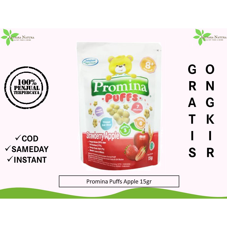 Promina Puffs / Milna Puffs  Snack Bayi APPLE BANANA BLUEBERRY 15 gr [BISA COD | SAMEDAY | INSANT]