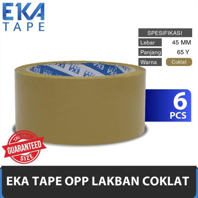 

[ varostore90 ] [Paket Isi 6pcs] Eka Tape OPP Lakban Coklat 45 mm x 65 Yard