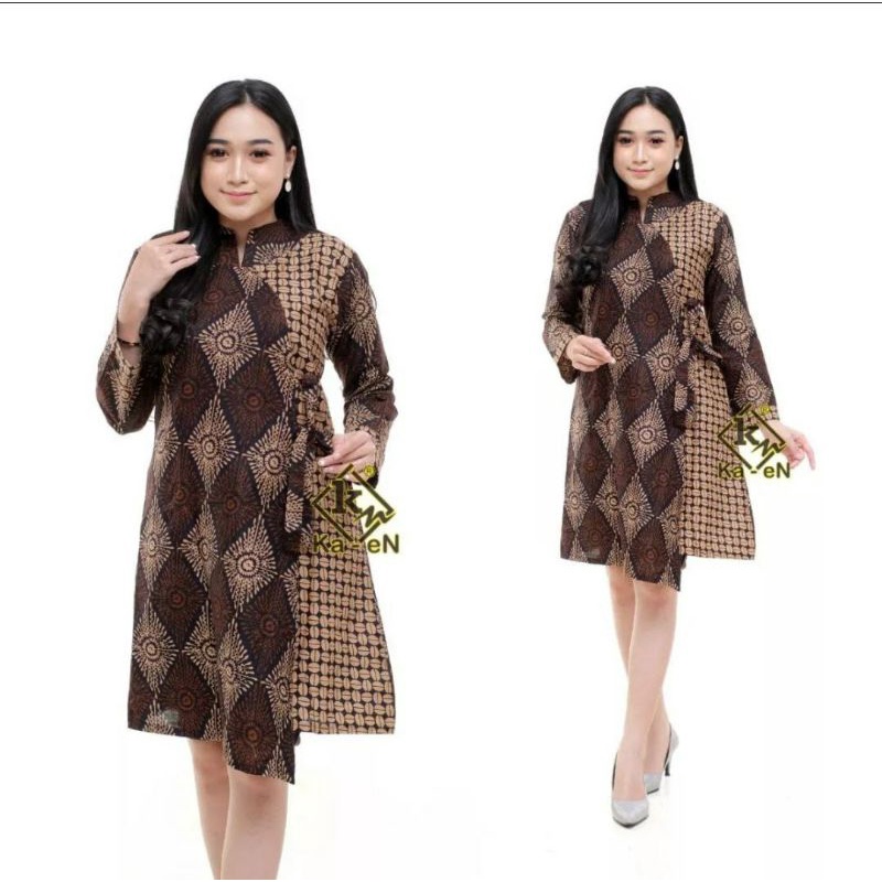 Baju Batik Wanita Modern Atasan Batik Kerja Wanita Lengan Panjang Tunik Batik Kantor Blouse Batik Seragam Batik M L XL XXL