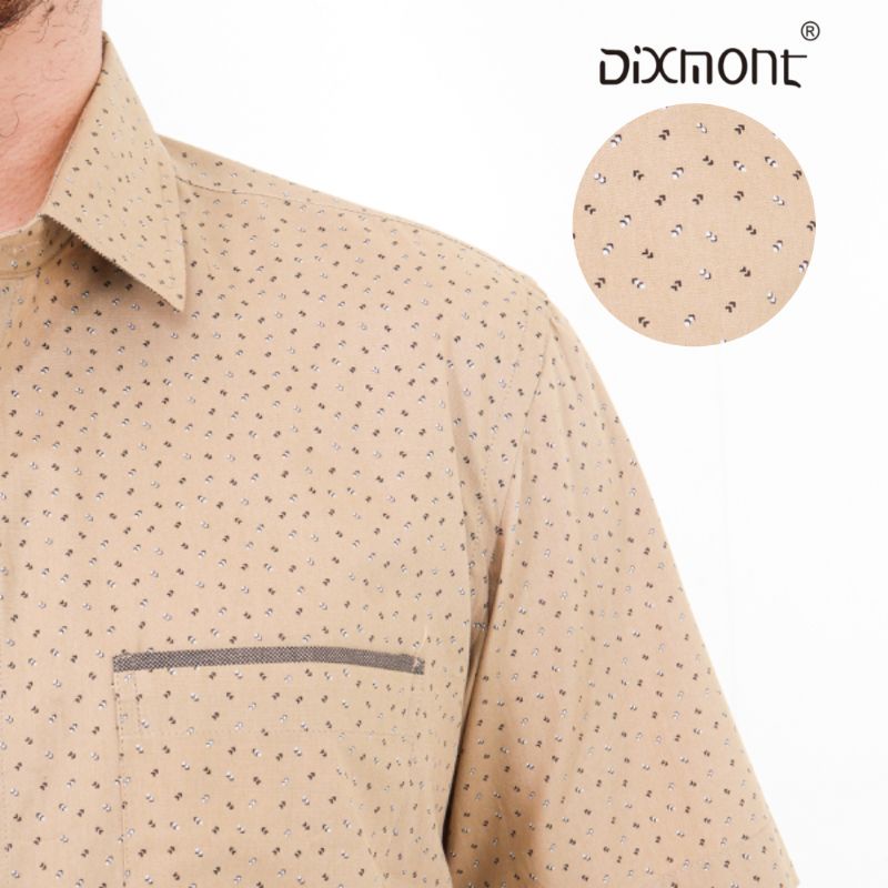 Dixmont Kemeja Pria Basic Formal Motif Lengan Pendek Hem MS02122