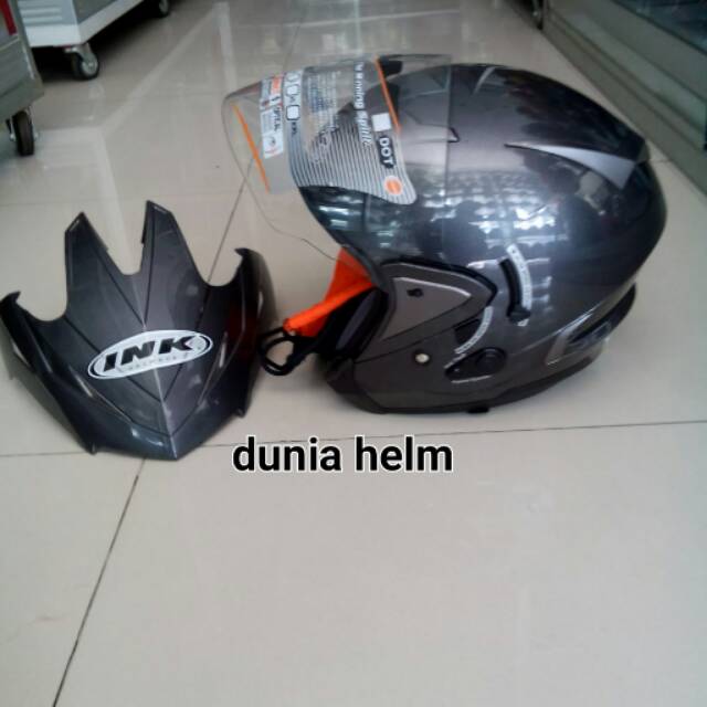 Helm ink t max solid gun metal double visor