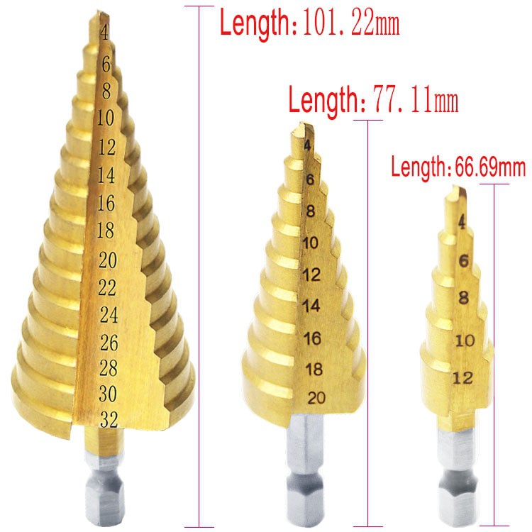 Mata Bor Pagoda 3In1 / Bahan Hss Lapis Titanium / Pouch