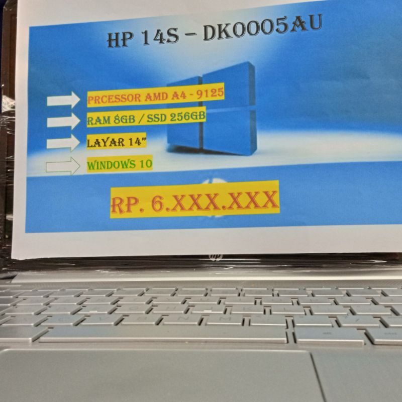 HP 14S - DK0005AU amd a4 - 9125 ram 8gb ssd 256gb