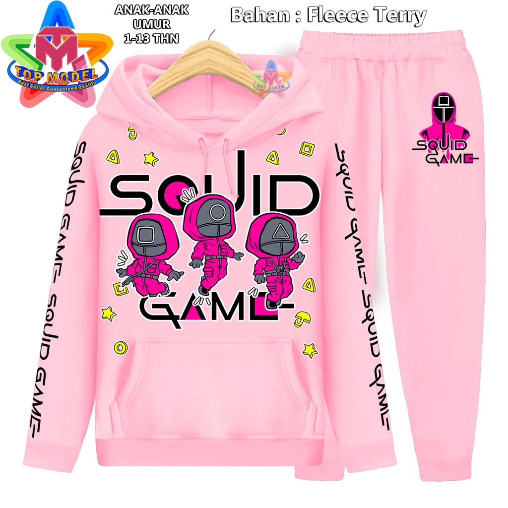 Setelan Anak anak SQUID GAME sweater Hoodie Suiter Cowok Cewek Olahraga anak Top Model 00064 Setelan Training Anak Cowok Cewek Fleece Terry terbaru dan termurah