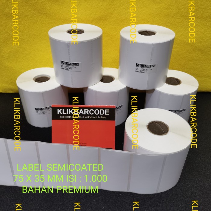 

STICKER BARCODE 75 X 35MM STIKER LABEL 75X35MM 75 X 35 SEMICOAT 1000