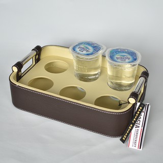 LUCU Tray Aqua Gelas Tempat Air Mineral Kulit PU High LUCU Tray Aqua Gelas Tempat Air Mineral Kulit PU High