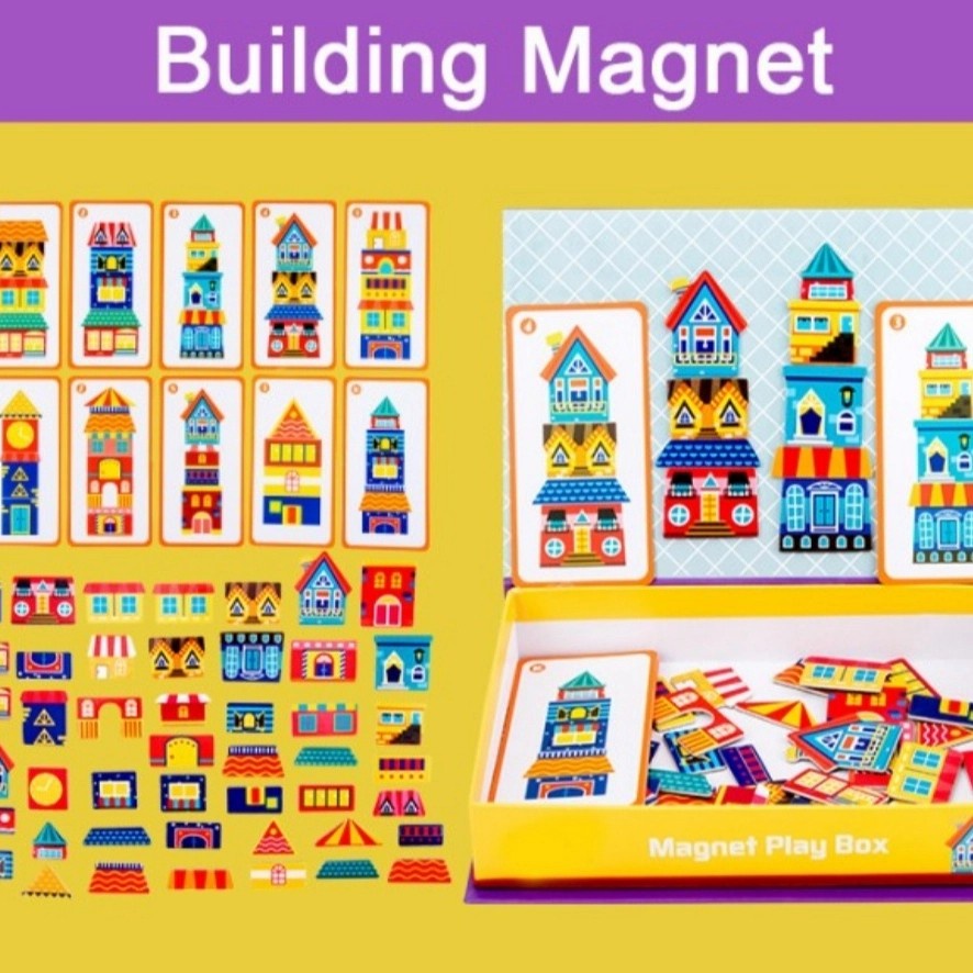 MOMBABY1 Kado mainan Anak Magnet Box / Mainan Kotak Magnet tempel Puzzle anak