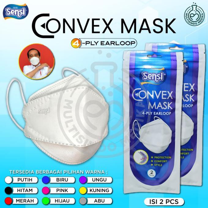 Masker SENSI MASK Convex 4 ply Sachet isi 2 pcs EVO bukan Duckbill - Merah Muda
