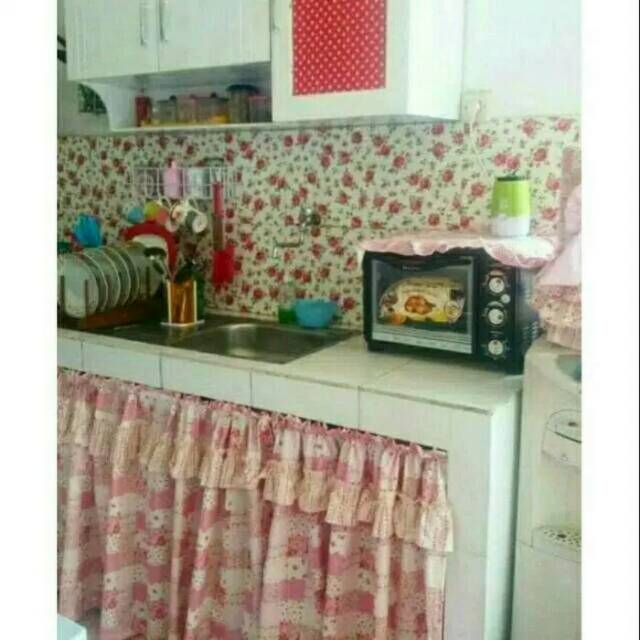 Gorden bawah kompor/Gorden kolong dapur motif Wallpaper