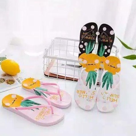 SANDAL JEPIT WANITA MOTIF NANAS I KUALITAS IMPORT