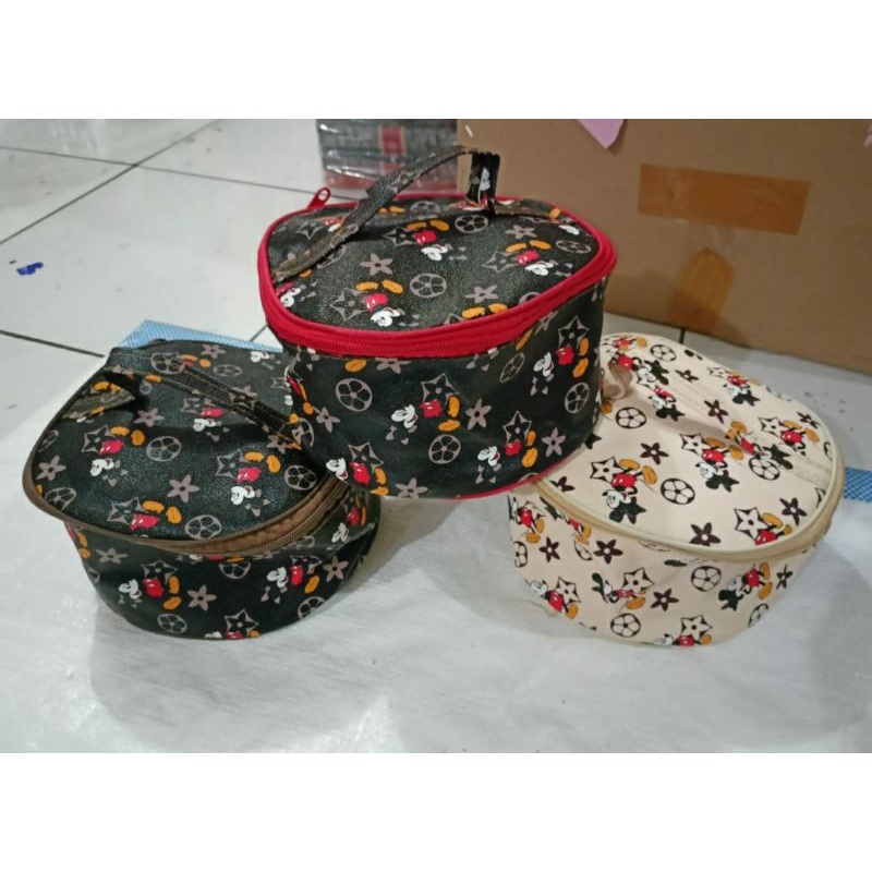 Tas Kosmetik Tabung Besar Pouch Make Up Bulat