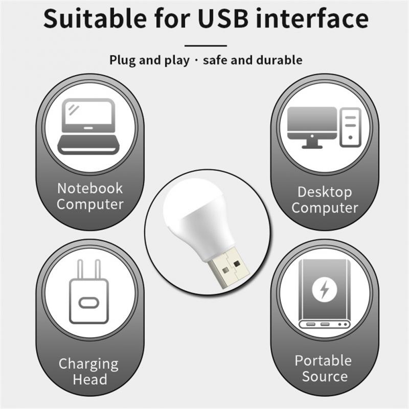 2pcs Lampu Malam Led USB Mini Hemat Energi Proteksi Mata Power Charging Untuk Kamar Tidur / Baca