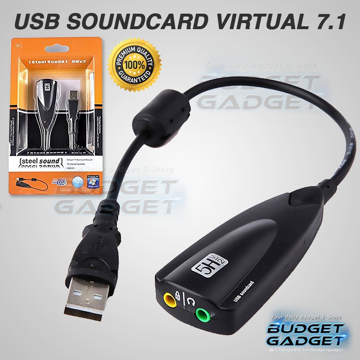 Audio Sound Card Adaptor USB to Virtual 7.1 Channel Mic Earphone 5HV2