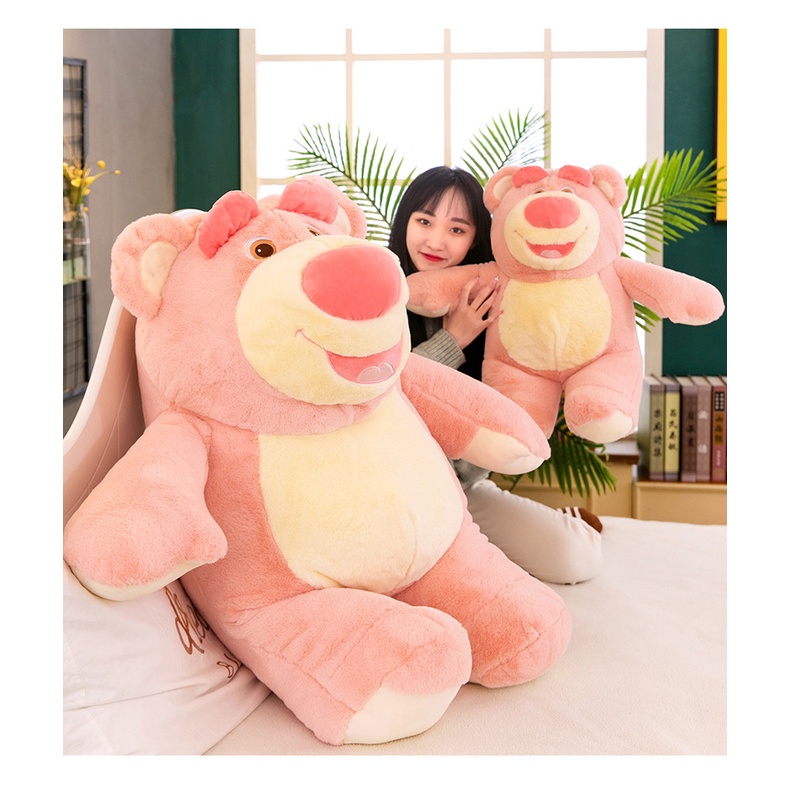 Boneka Lotso Senyum Warna Pink Bahan Plush