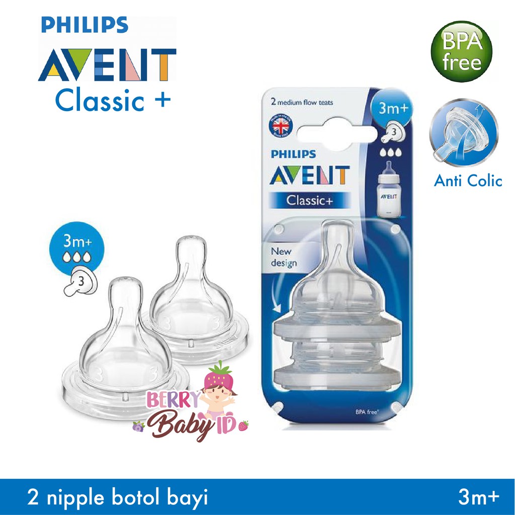 Philips AVENT Teat Nipple Classic+ 0m 1m 3m 6m Newborn Slow Med Fast Variable Berry Mart