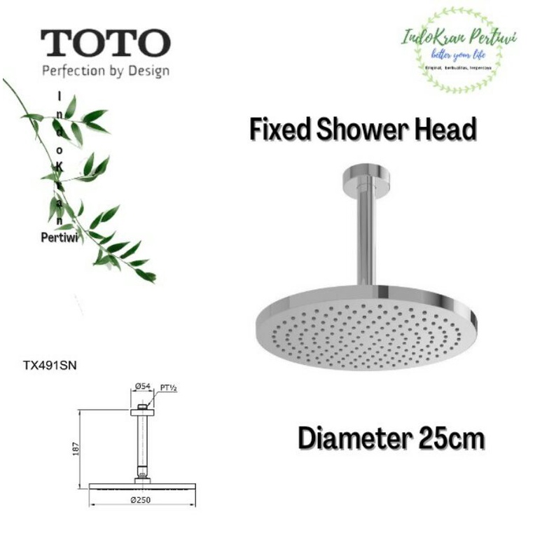 Jual SHOWER MANDI TOTO TX491SN type ceiling / Fixed Shower head TOTO