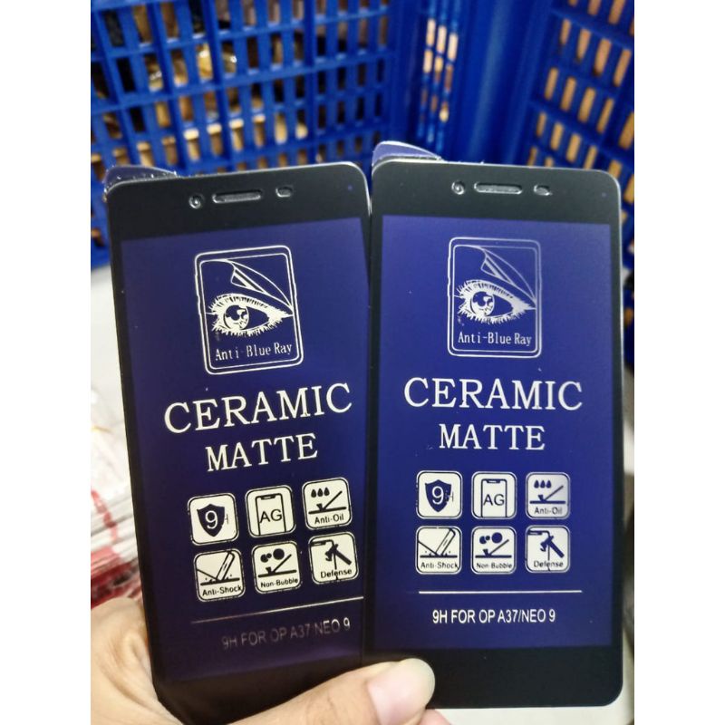 temper glass tempered glass blue CERAMIC MATTE anti radiasi anti pecah OPPO A37 /A57 A39