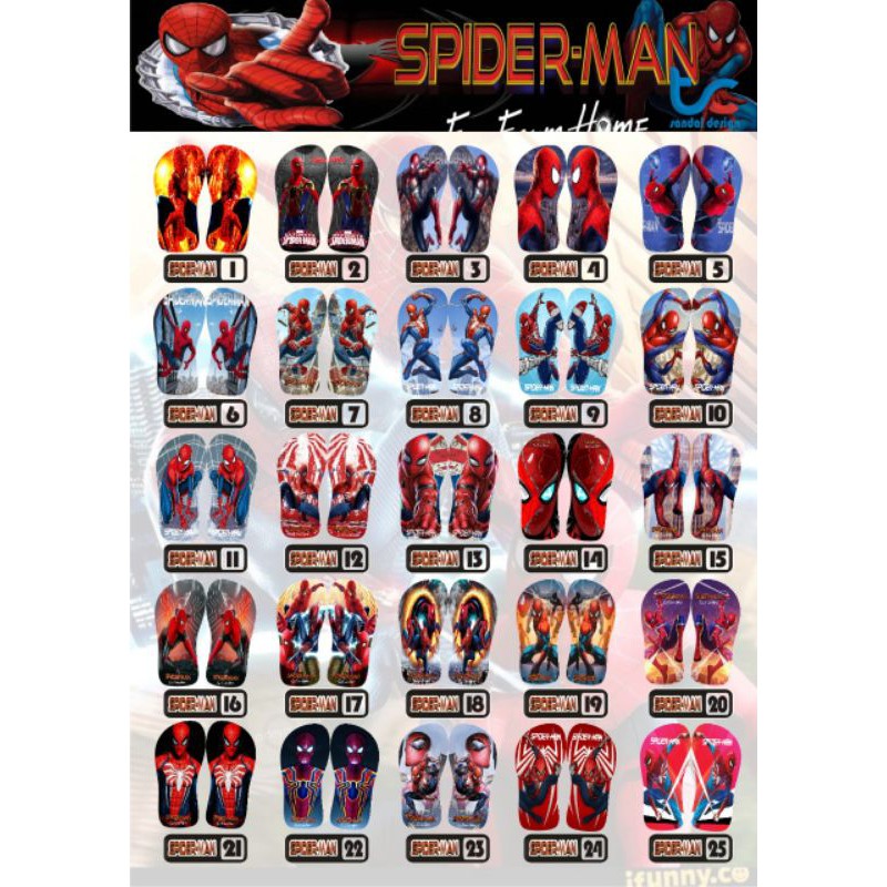 SANDAL CUATOM NAMA ANAK/DEWASA KARAKTER SPIDERMAN GRATIS CUSTOM SUKA SUKA