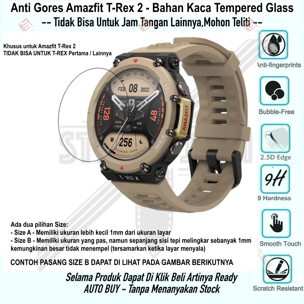 Anti Gores Kaca Khusus Amazfit T Rex 2 - Tempered Glass Pelindung Layar