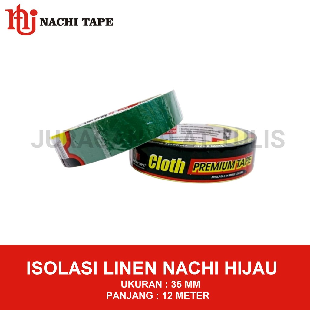 

ISOLASI / LAKBAN LINEN / KAIN NACHI 35MM WARNA HIJAU
