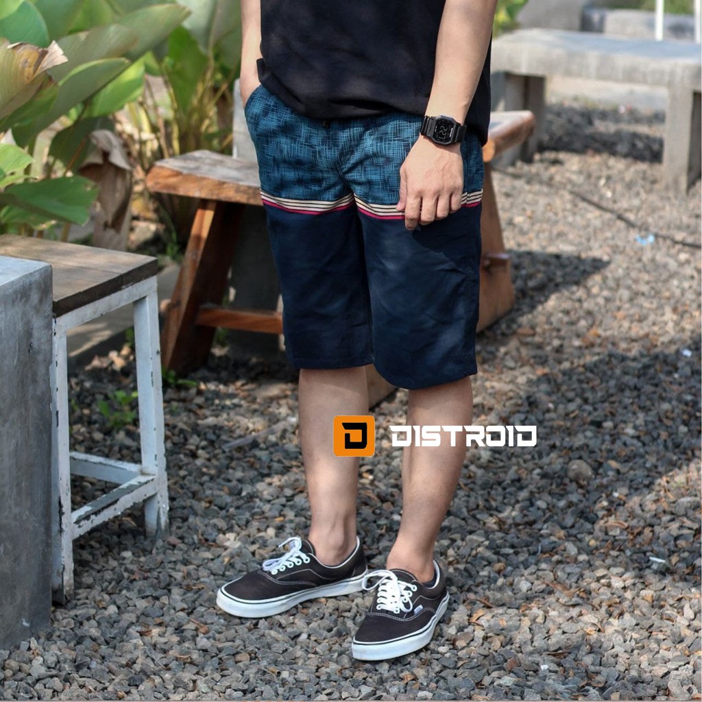 Celana Pendek Pria Surfing Distro Premium Pantai Santai kolor Rib Motif P.B Hijau Size 28-33