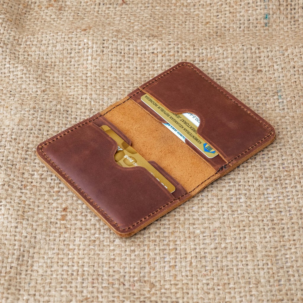 Dompet Kartu Pria Dompet Kartu Tipis Bahan Kulit Lipat Dua