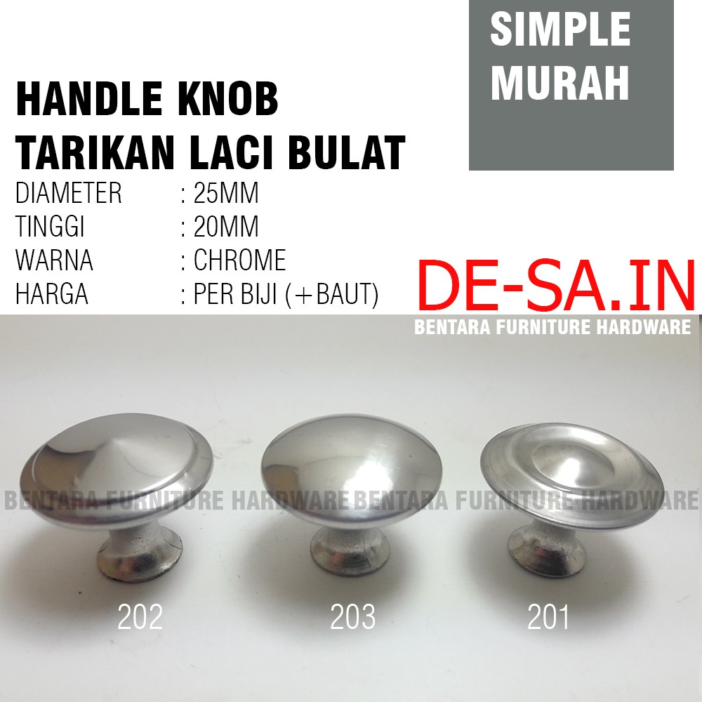 Knob Murah Bulat Standar - Handle Tarikan Laci Pintu Kabinet Dapur