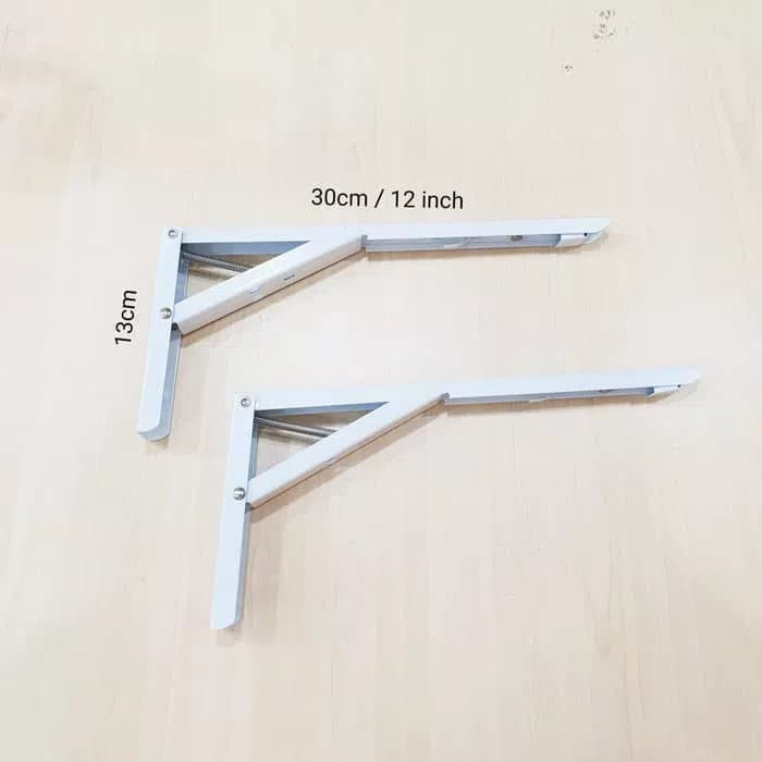 12 inch 30cm Siku Dinding Penyangga Rak Meja Lipat Shelf Bracket Foldable