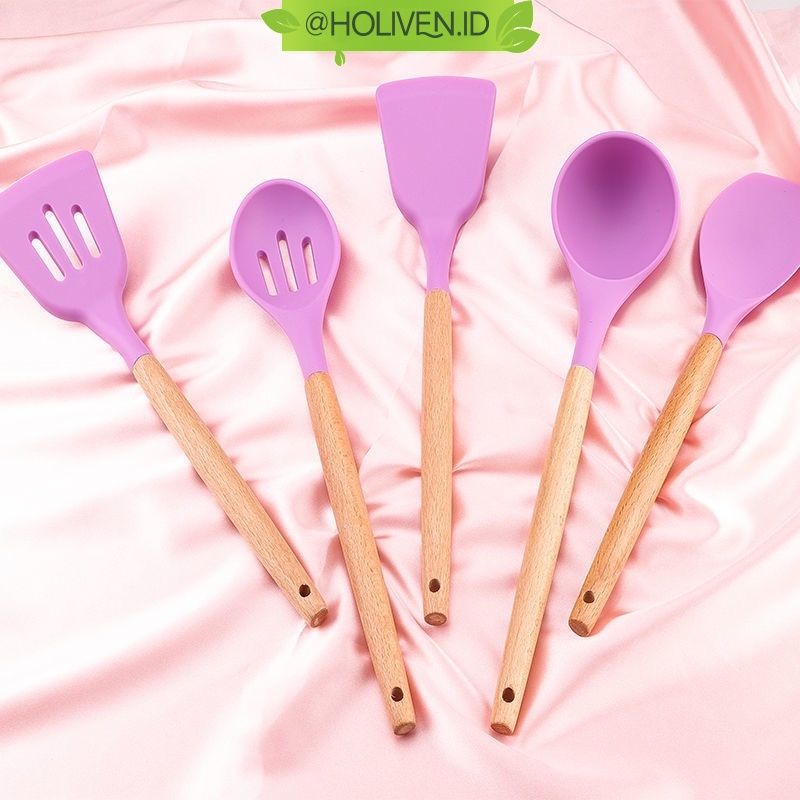 Spatula Silikon Set Utensil / Peralatan Dapur Anti Leleh