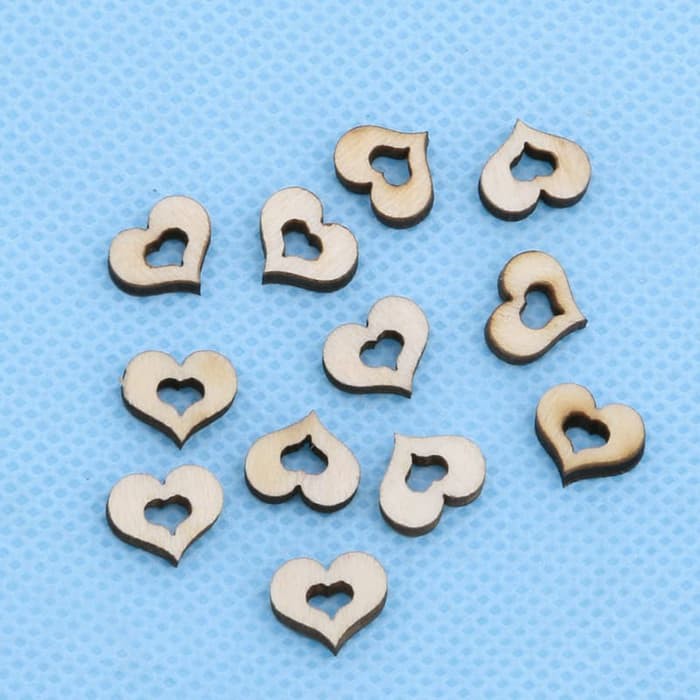 Wooden Hollow Heart Embellishments (10pcs)