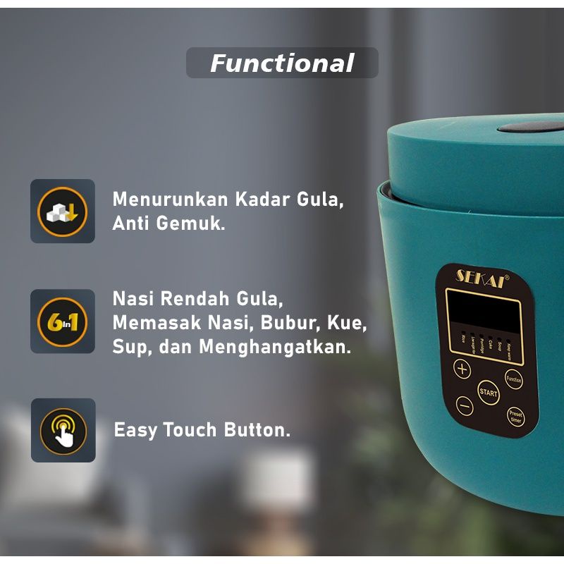 SEKAI CMW 720 RICE COOKER LOW CARBO LESS SUGAR 1 Liter  Low Sugar Low Carbo. Menurunkan kadar gula pada beras