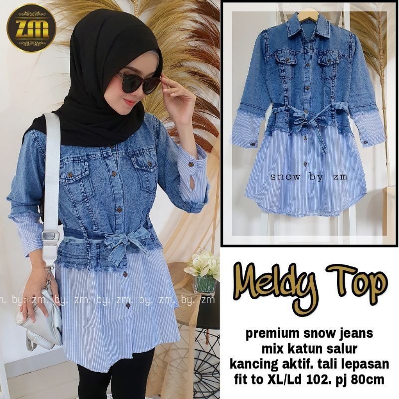 TUNIK JEANS WANITA KOMBINASI KATUN | TUNIK JEANS KEKINIAN