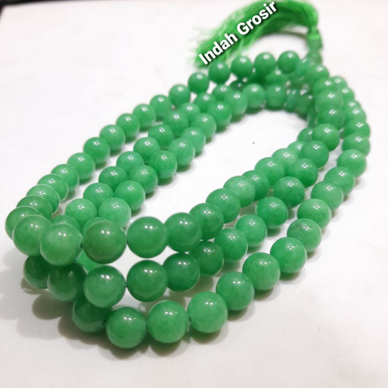 TASBIH BATU GIOK HIJAU KRISTAL 99BUTIR 8MM NATURAL