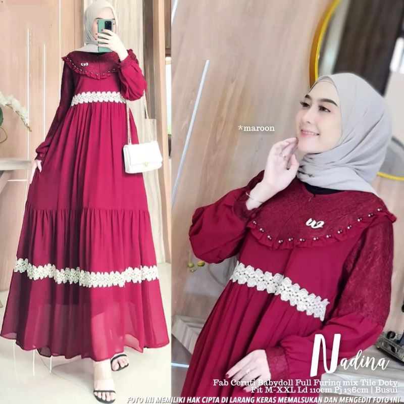 DRESS BRUKAT TERBARU CERUTY BABYDOLL/NADINA DRESS MAXY/GAMIS BUSUI MIX BRUKAT TERLARIS/GAMIS RENDA MUTIARA/FAR MOSLEMSTORE