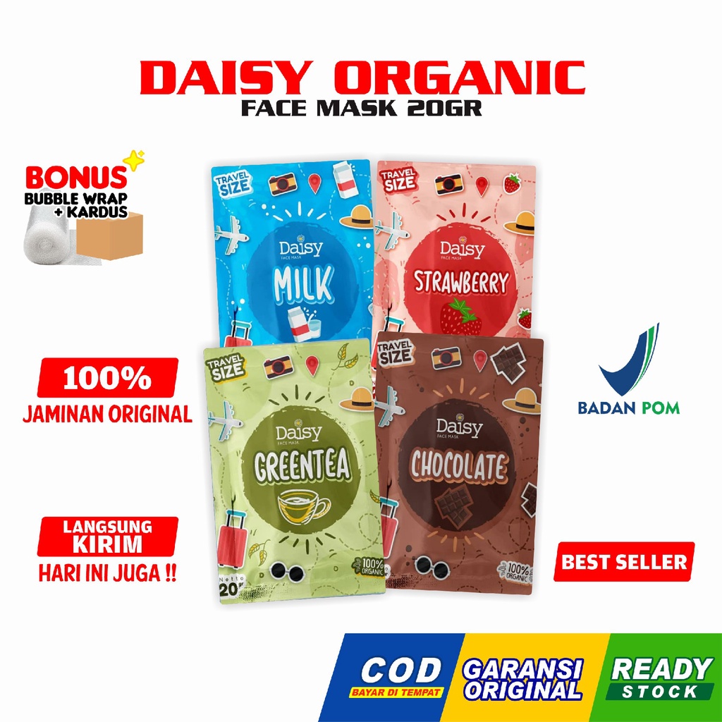 Daisy Organic 20gr [Lgsg Kirim] COD Travel Size Masker Wajah Organik Aman Original Face Mask Daysi